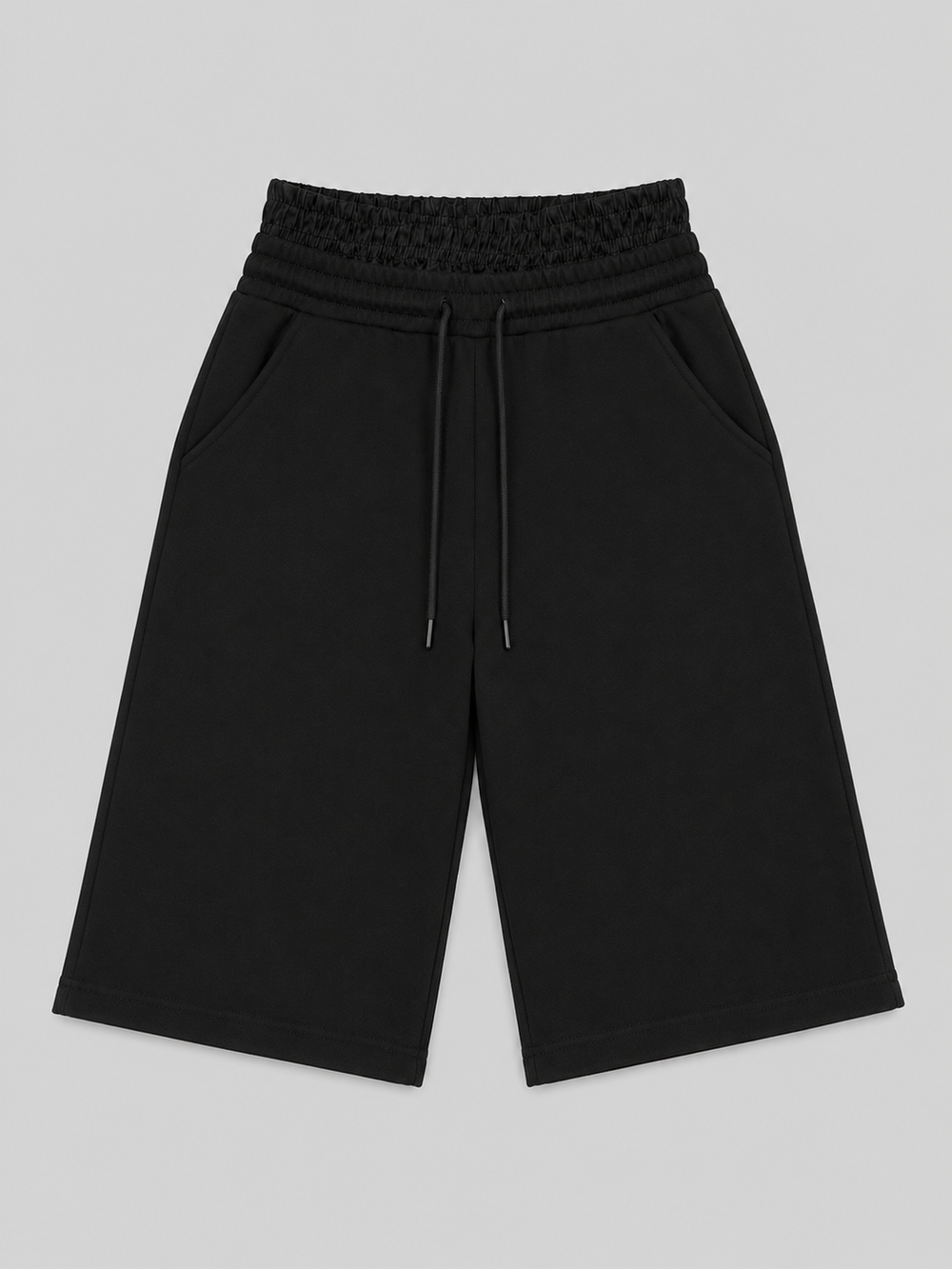 DOUBLE WAISTED SHORTS BLACK