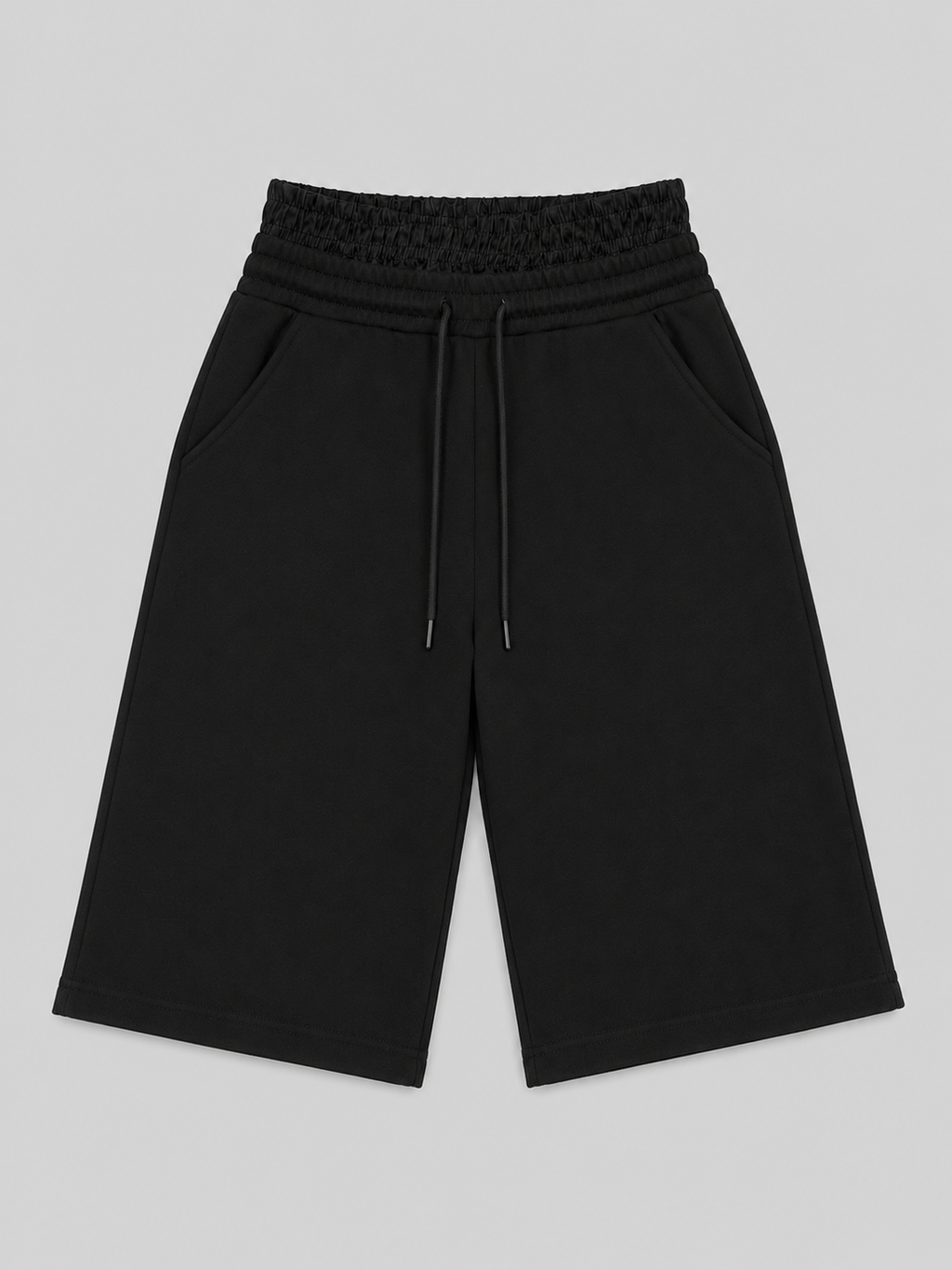 DOUBLE WAISTED SHORTS BLACK