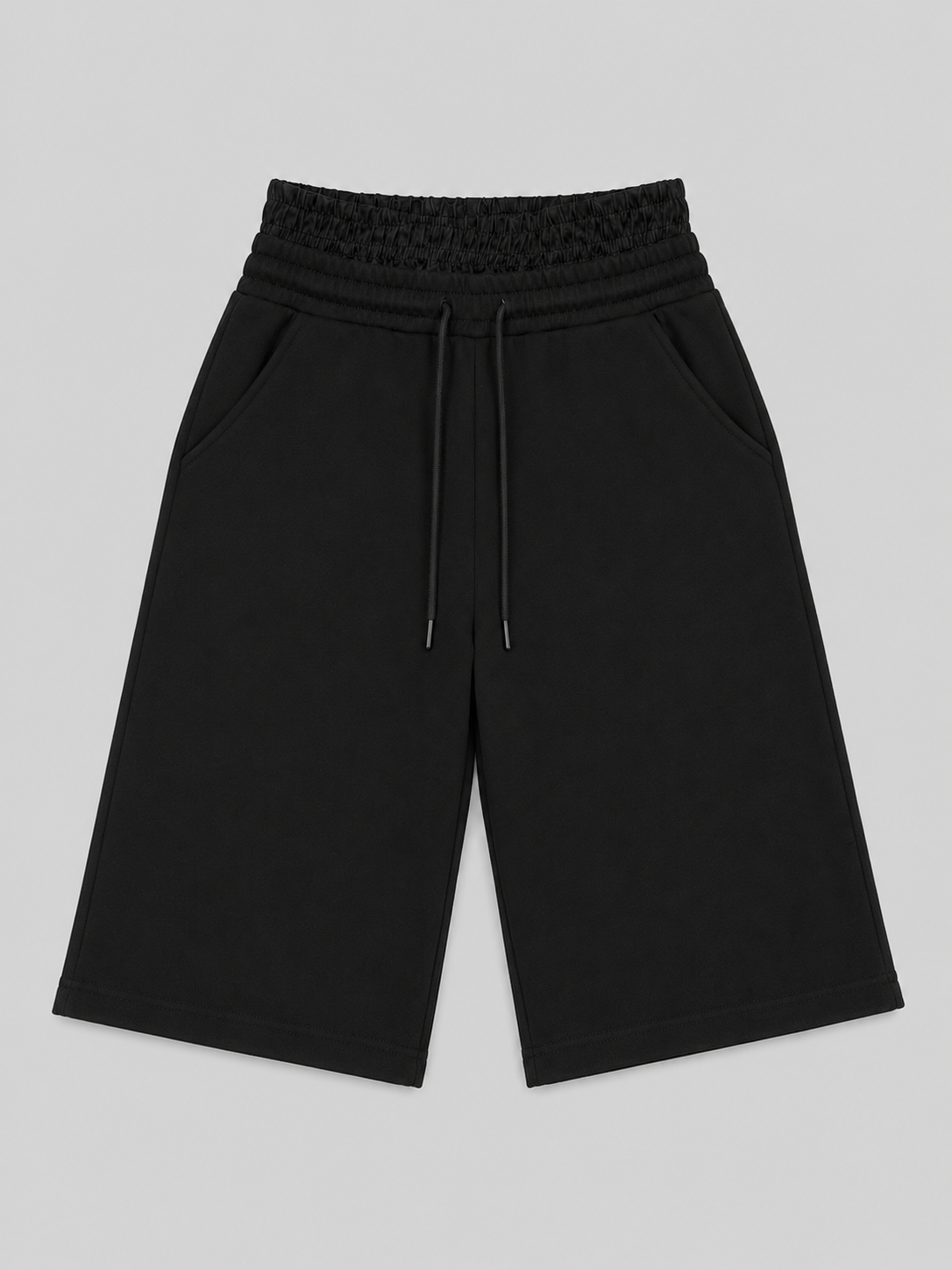 DOUBLE WAISTED SHORTS BLACK